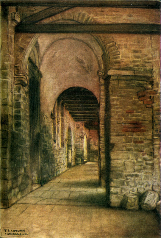 Under the beautiful colonnade of the Cathedral