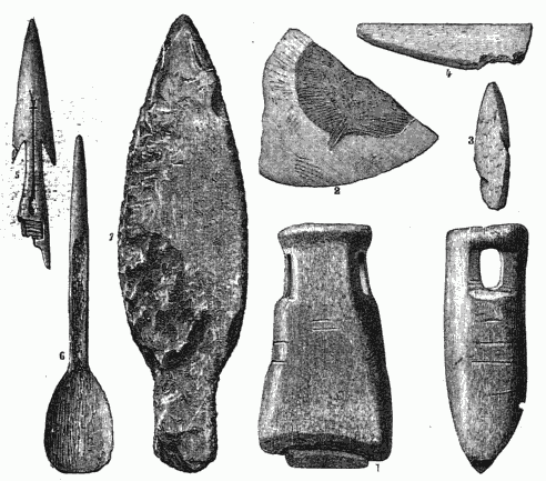 IMPLEMENTS FOUND IN THE RUINS OF AN ONKILON HOUSE.