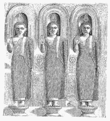 STATUES IN A TEMPLE IN CEYLON.