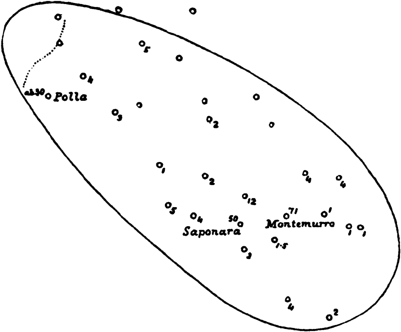 Distribution of death-rate within meizoseismal area of Neapolitan earthquake.