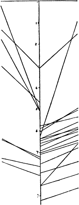 Diagram of wave-paths at seismic vertical of Neopolitan earthquake.