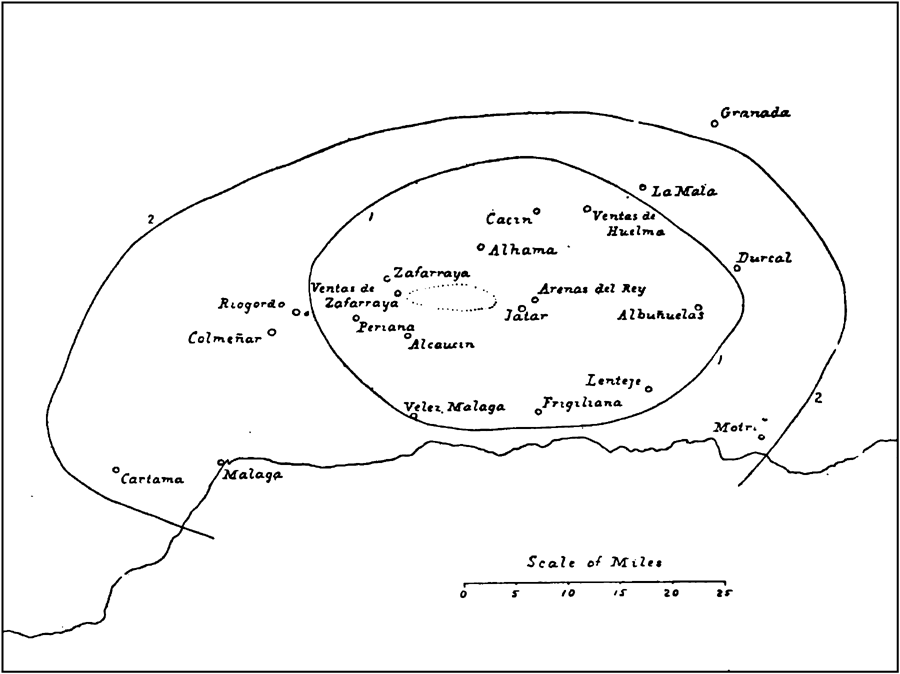Isoseismal lines of Andalusian earthquake.