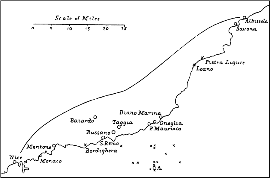 Meizoseismal area of the Riviera earthquake.