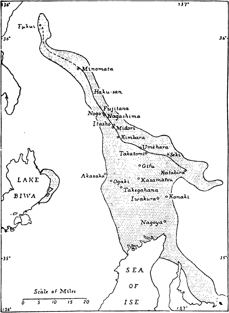 Map of Meizoseismal Area.