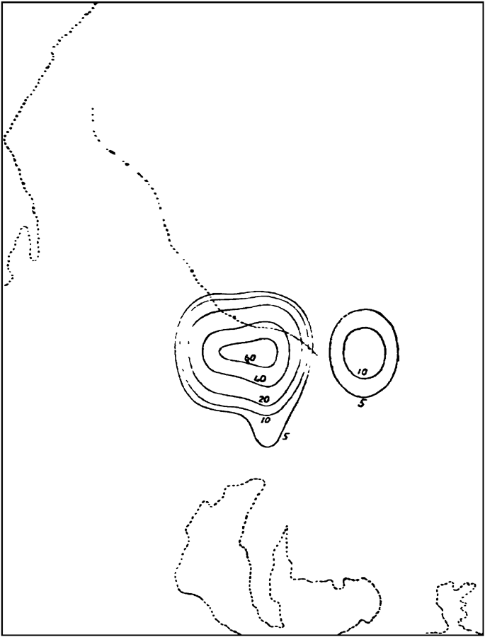 Distribution of After-shocks in Space (May-June, 1892).