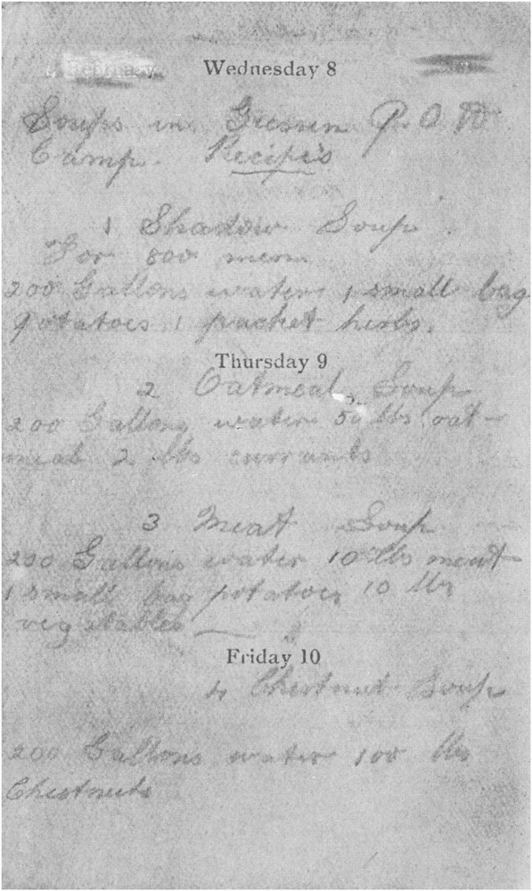 Recipes from Corporal Edward's Diary