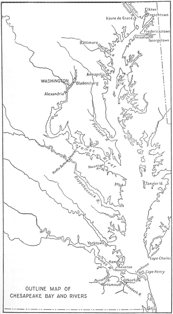 Outline Map of Chesapeake Bay and Rivers