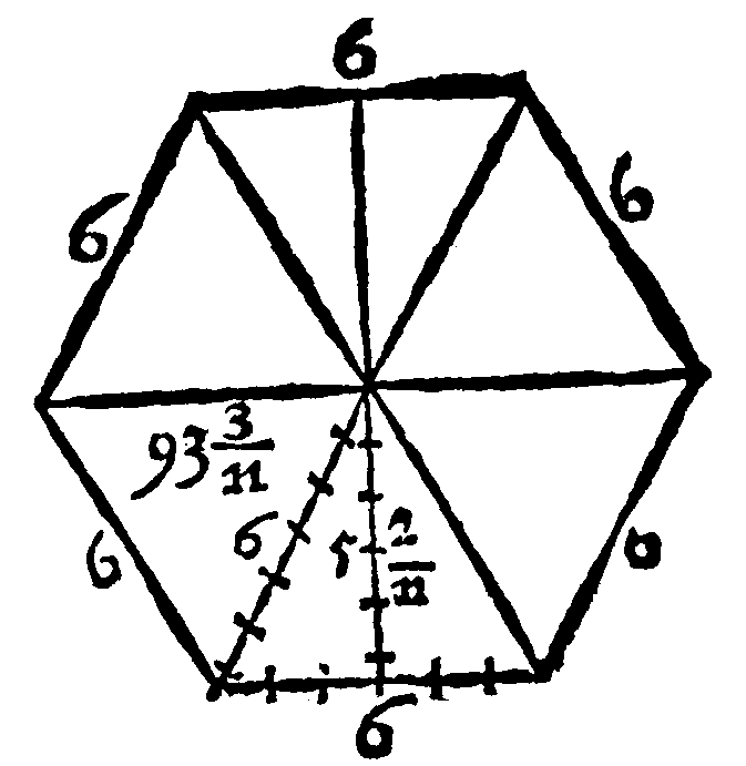 Figure for demonstration 1 in a sexangle.