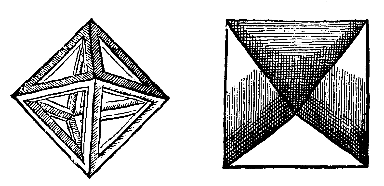 Lines and solid octahedrum.
