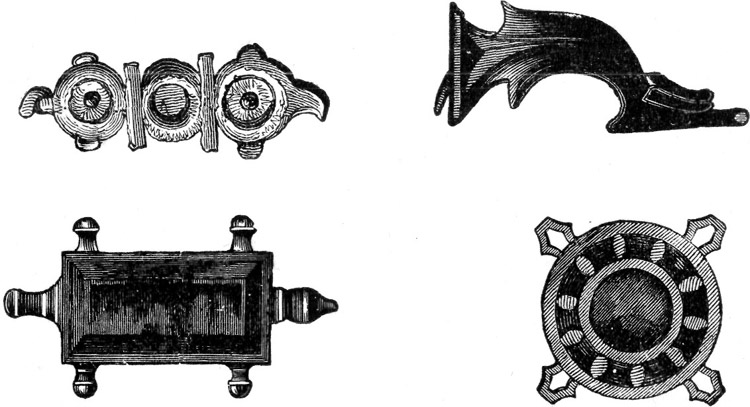 BROOCHES INSET WITH STONE.
