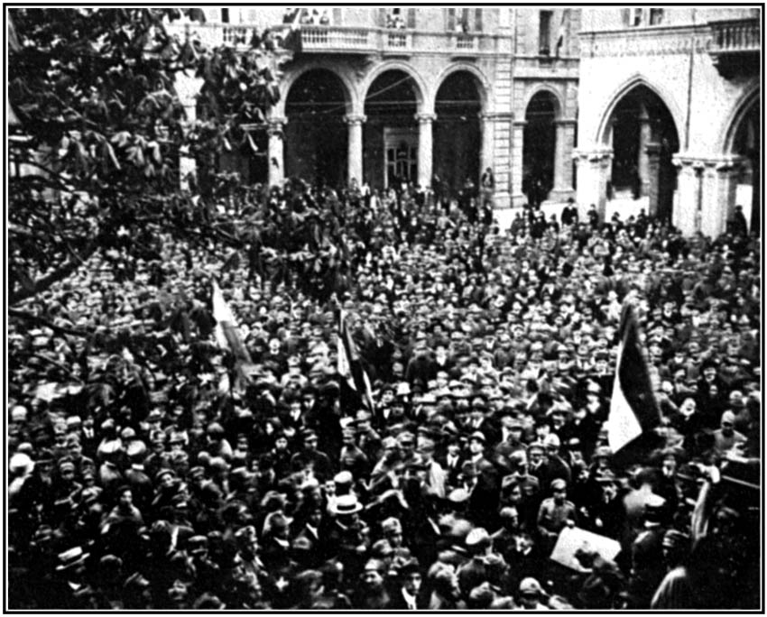 Demonstration against Y. M. C. A., Hotel Regina, Bologna, April 25, 1919.