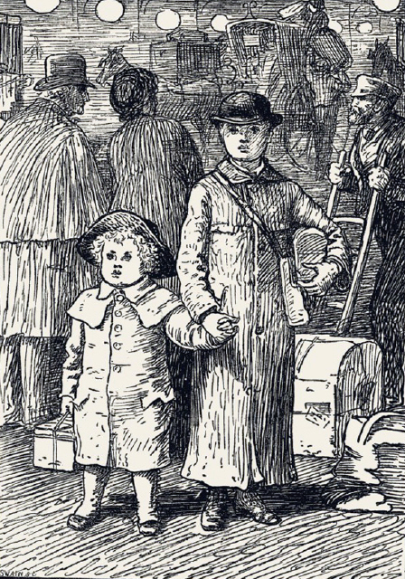 FRITZ AND BABY ON THE STATION PLATFORM LOOKING DESOLATE