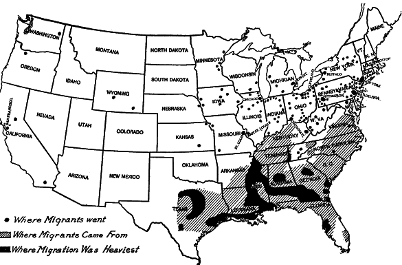 Map of where migrants came from and went