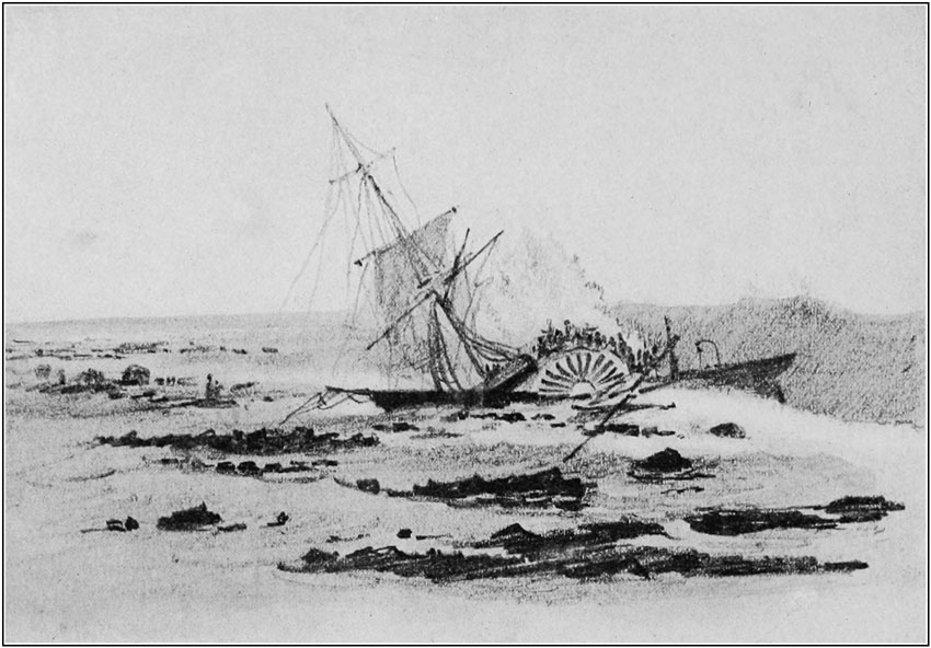 THE SAGINAW IN THE GRIP OF THE BREAKERS