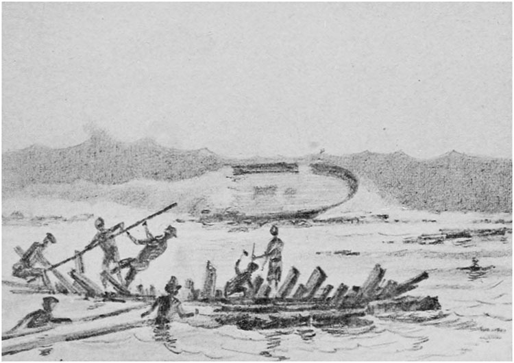 GATHERING TIMBERS FROM THE WRECK
