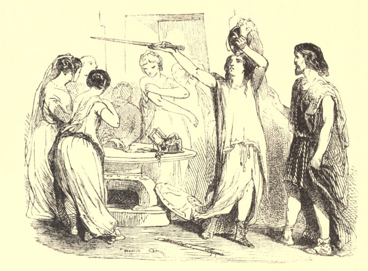 Pyrrha seizing the sword before Achilles