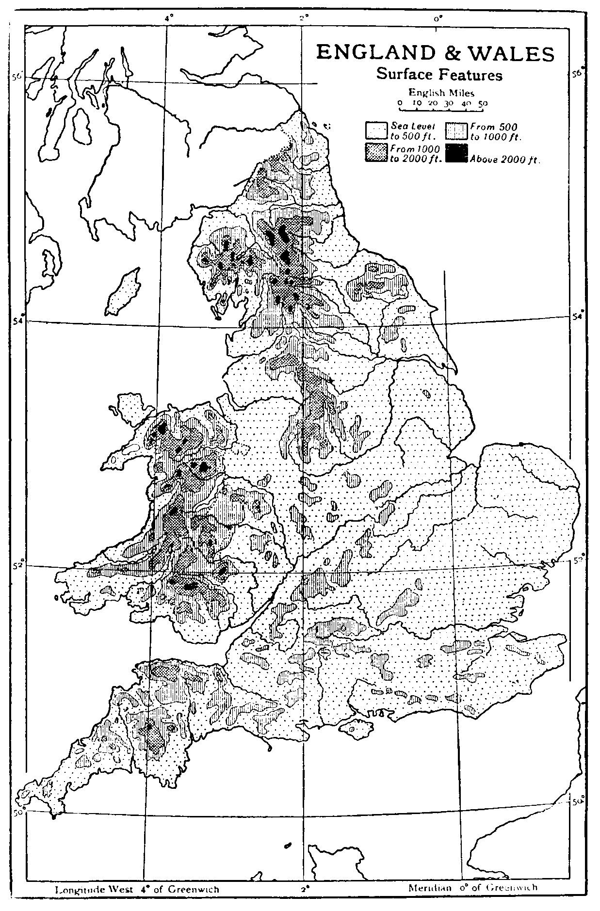 England and Wales, Surface Features