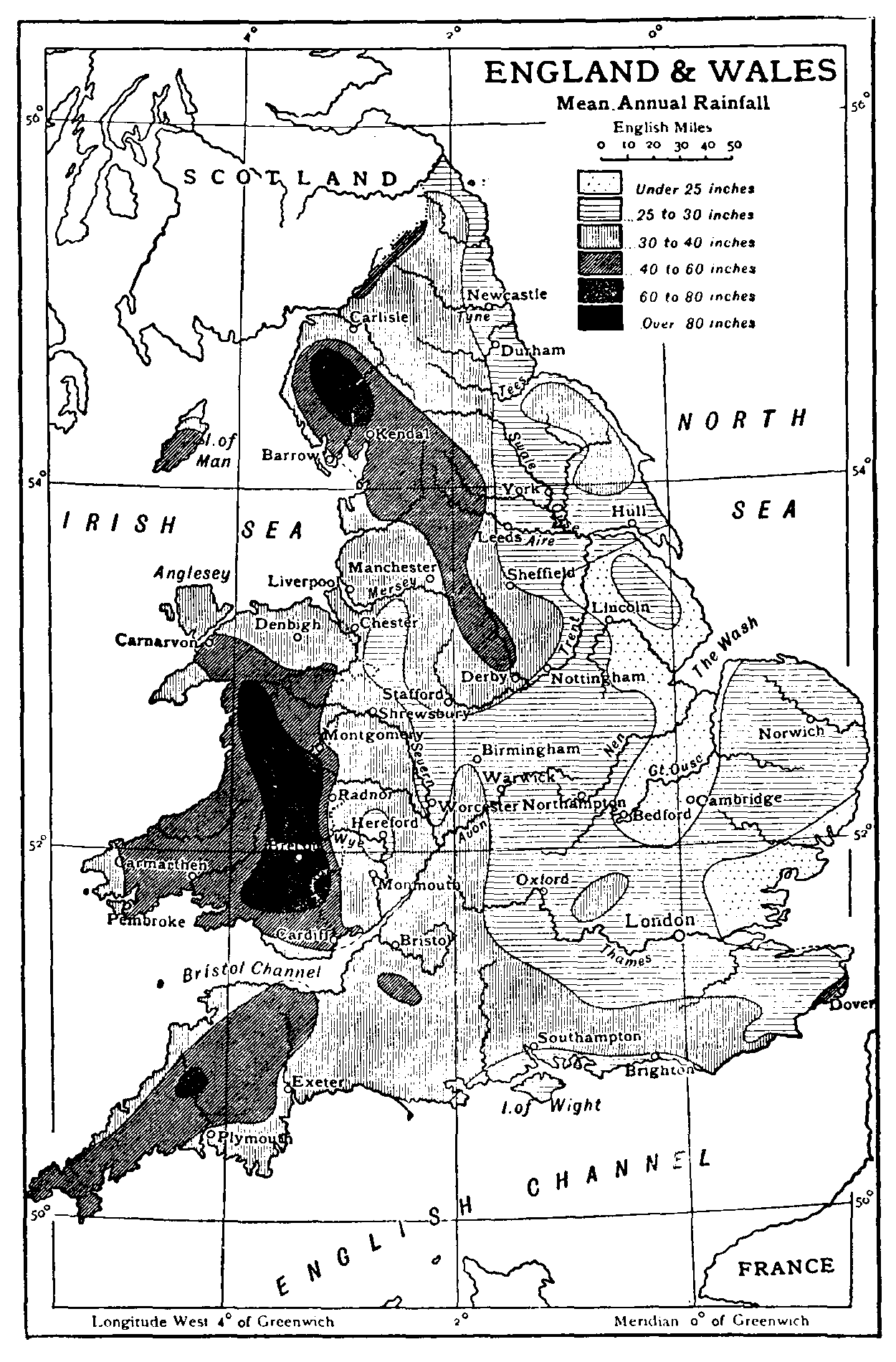 England and Wales, Mean Annual Rainfall