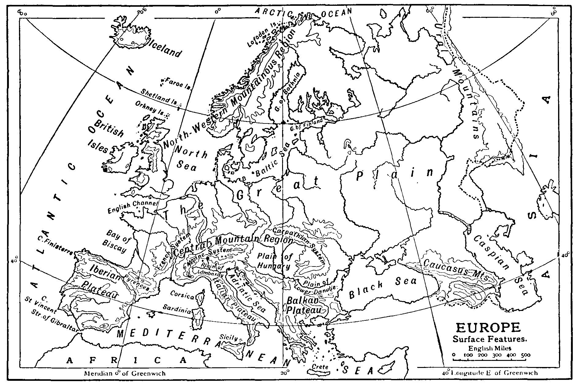 Europe Surface Features