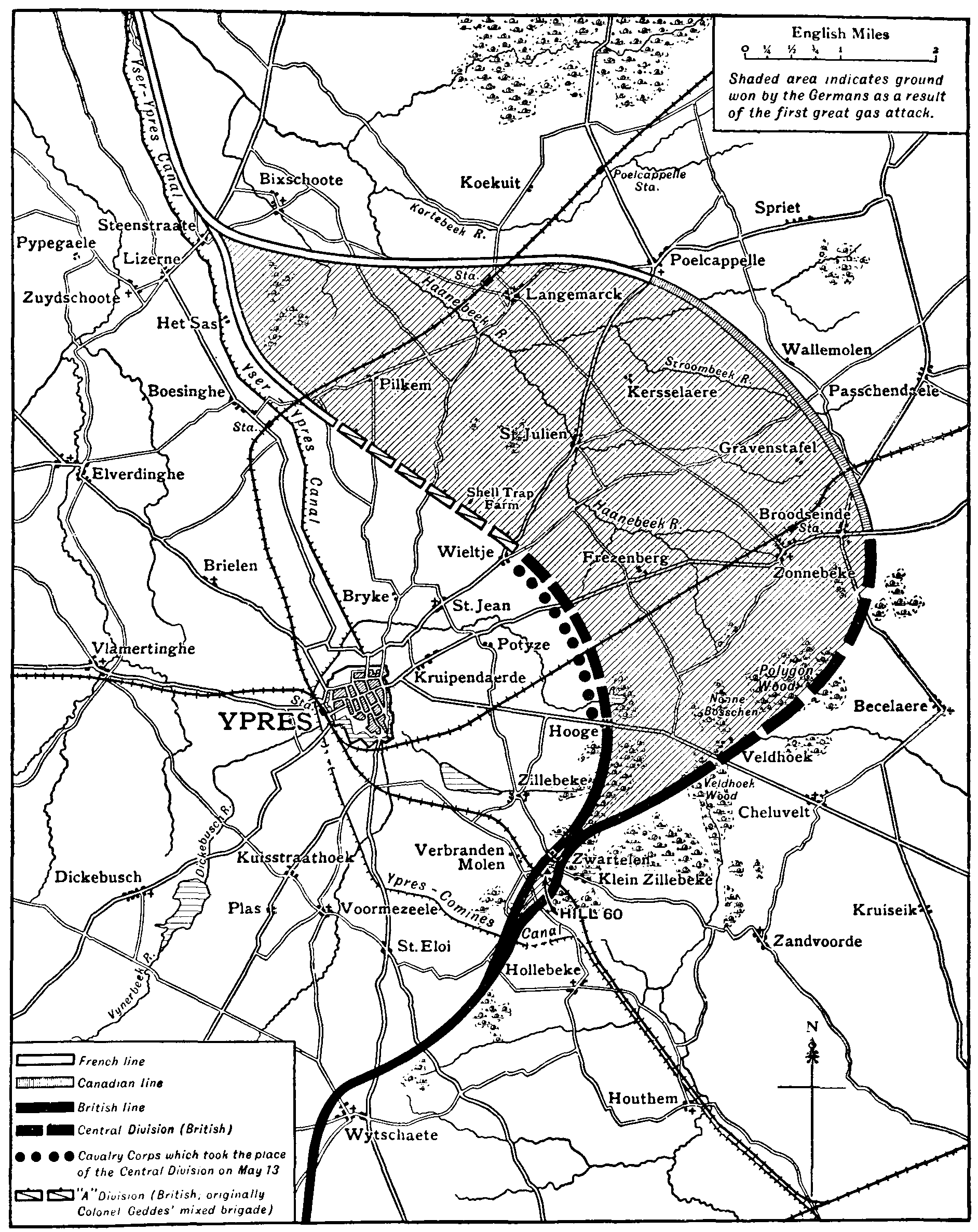 The Ypres Salient before and after the Second Battle of Ypres