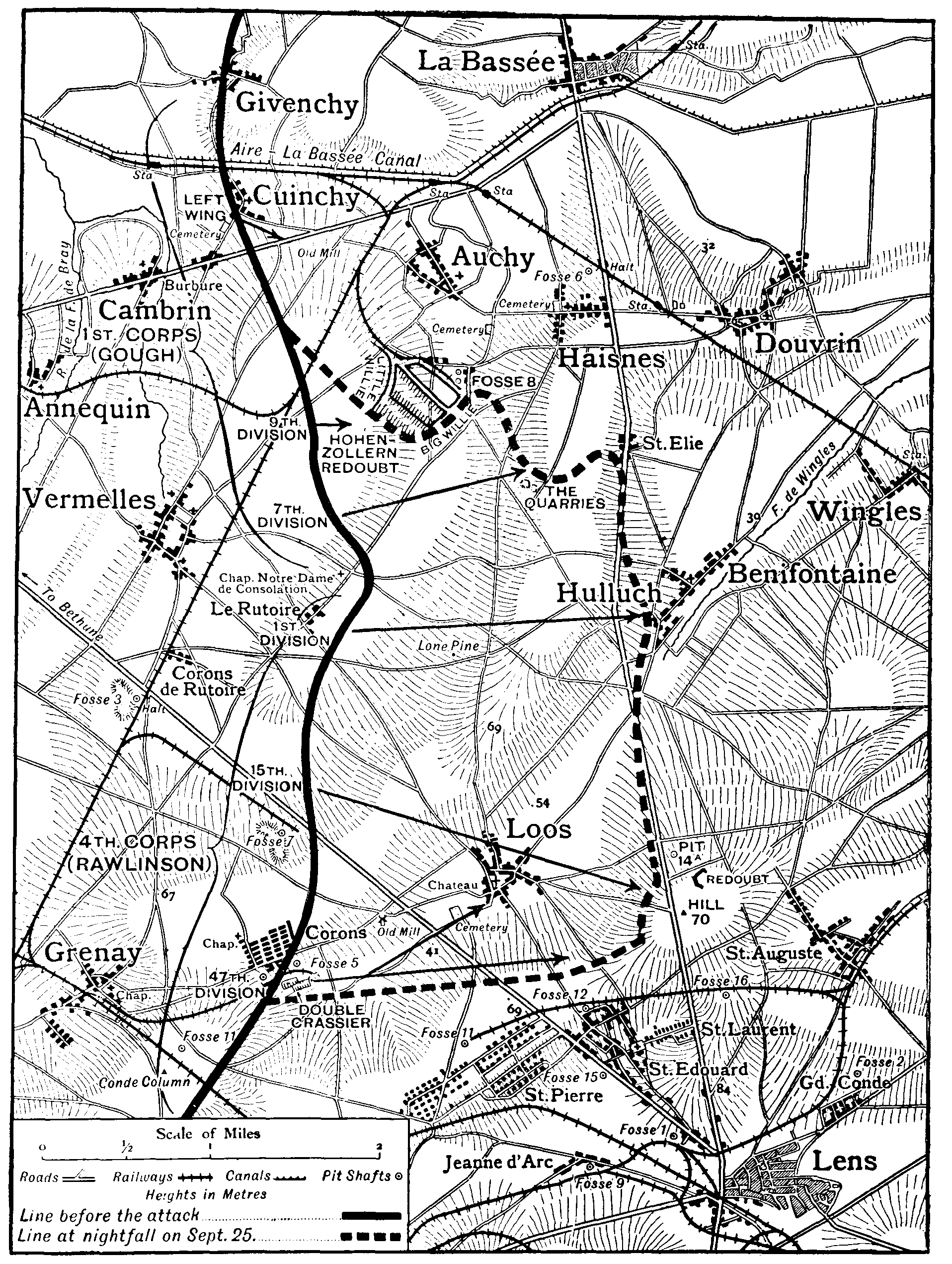 Map showing the First Army on 25th September, 1915