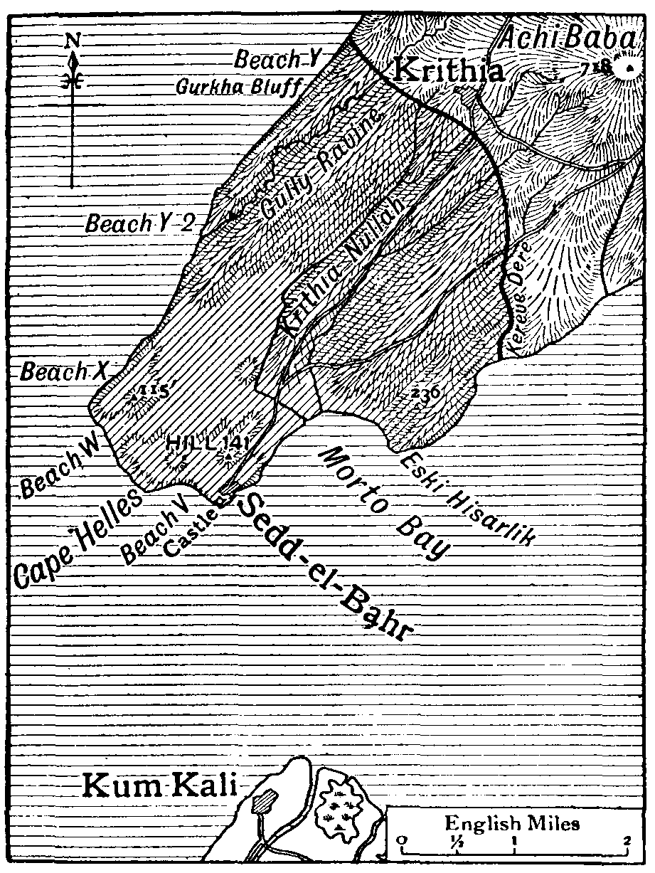 Map showing approximately the area in the Southern Zone evacuated in Jan., 1916