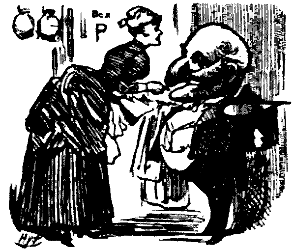 Mr. Punch shown to his seat.