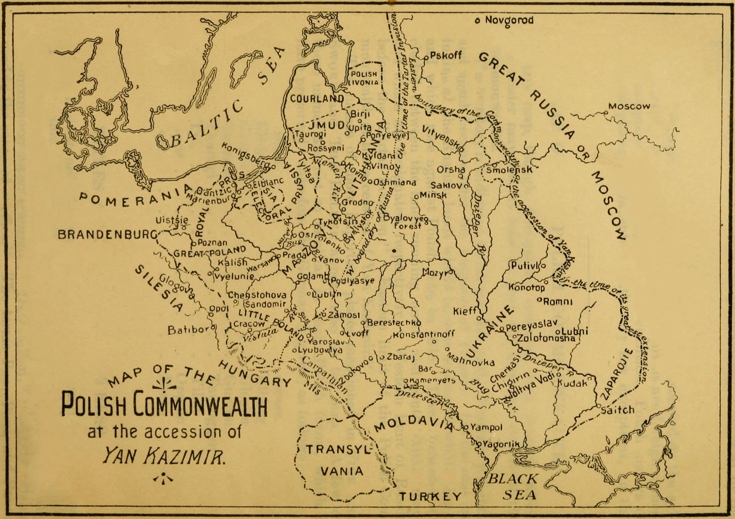 Illustration: Map of the Polish Commonwealth at the accession of Yan Kazimir