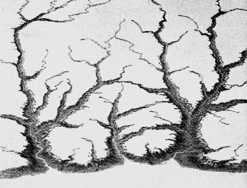 FIG. 1. The same valleys
 as shown in Plate XIII Fig. 3, in a later stage of development.
