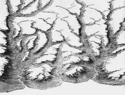 FIG. 2. Same valleys as
 shown in Fig. 1, in a still later stage of development.