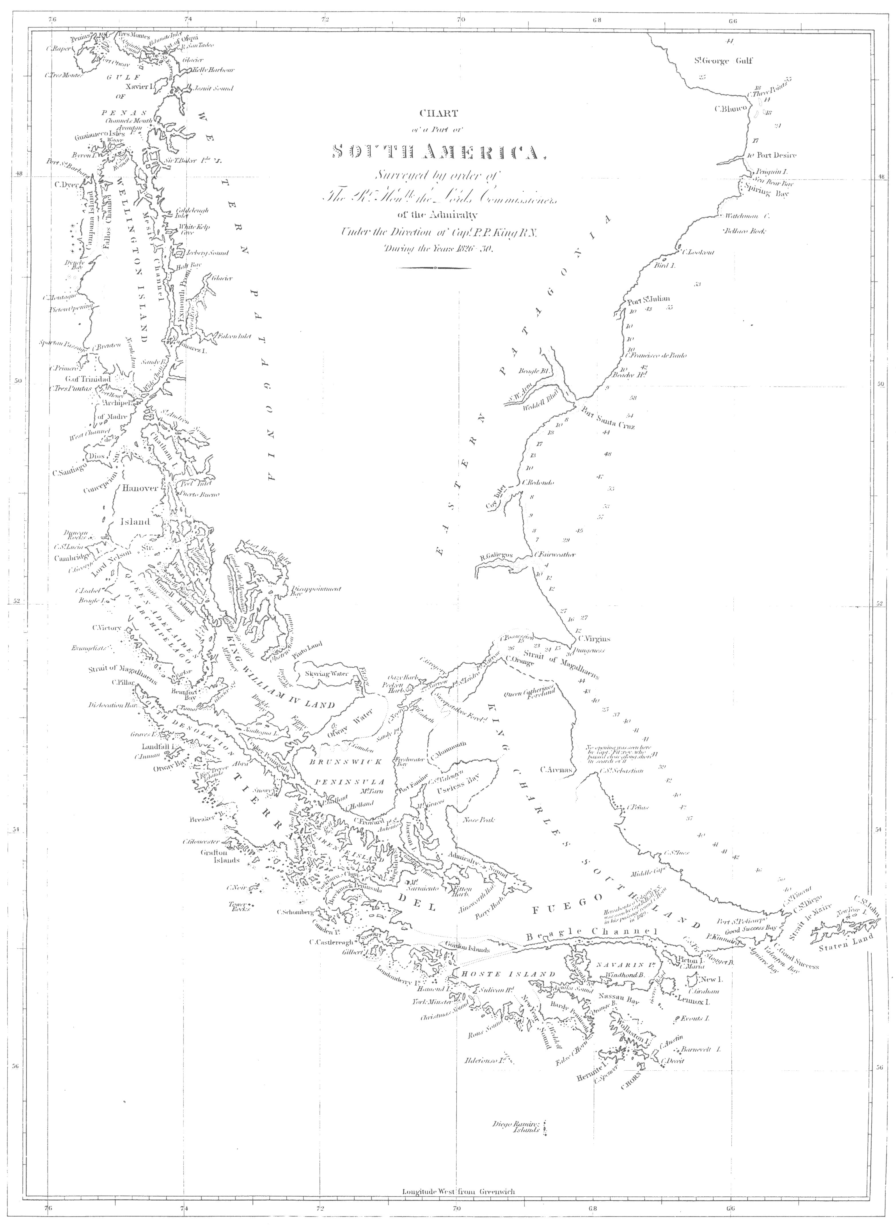 Chart of a part of South America.