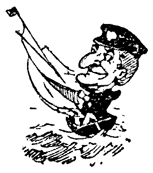 Mr Punch in a dinghy