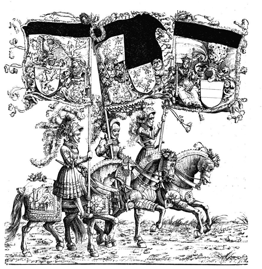 Three Horsemen with Banners
