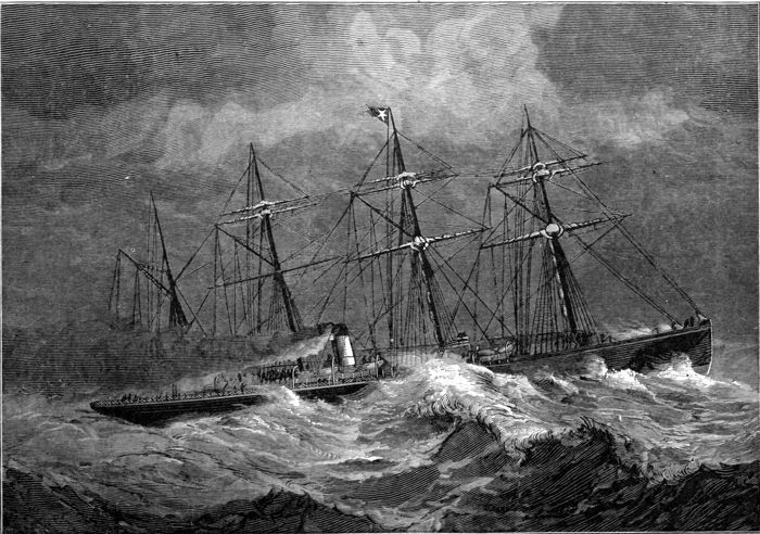 A “WHITE STAR” LINER CROSSING THE ATLANTIC.