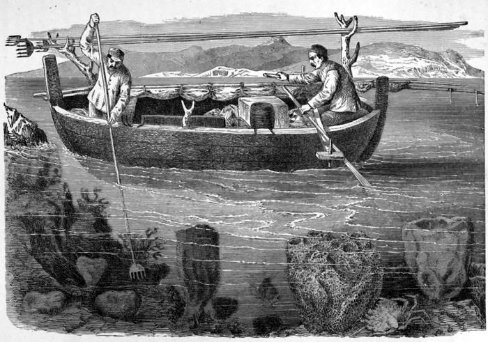 SPONGE FISHING OFF THE COAST OF GREECE.
