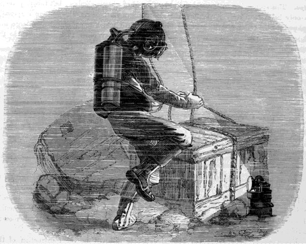 A DIVER AT WORK (WITH SUBMARINE LAMP).