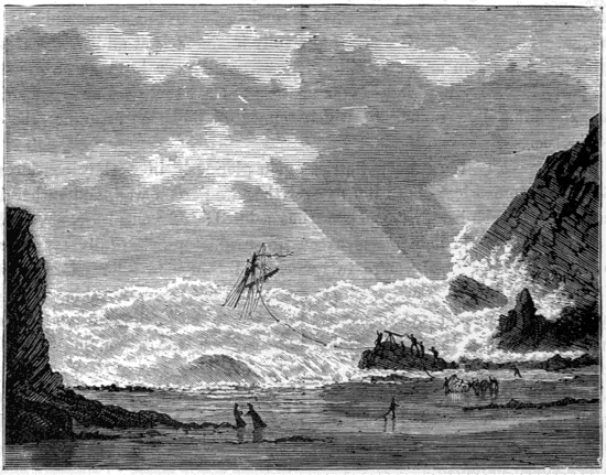 ROCKET LINE THROWN TO A WRECK NEAR PENZANCE.