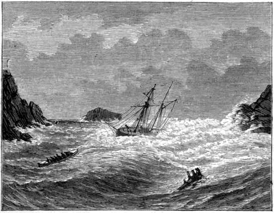 LIFE-BOAT GOING TO A WRECK ON DOOM BAR, PADSTOW.