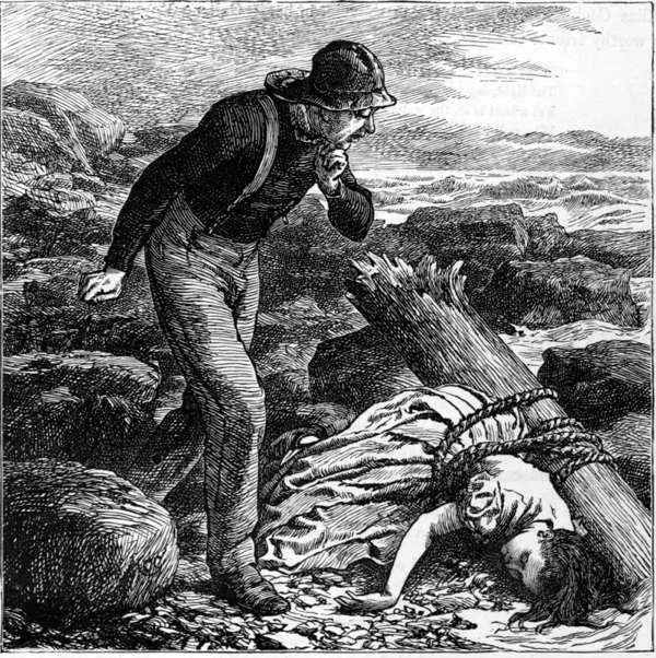“AT DAYBREAK, ON THE BLEAK SEA BEACH, A FISHERMAN STOOD AGHAST.”