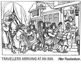 Travellers arriving at an Inn.  After Rowlandson