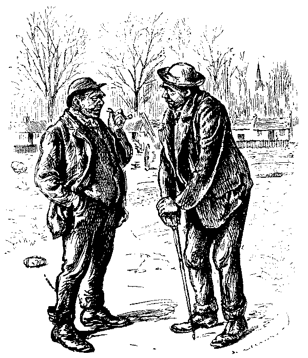 Two men talking.