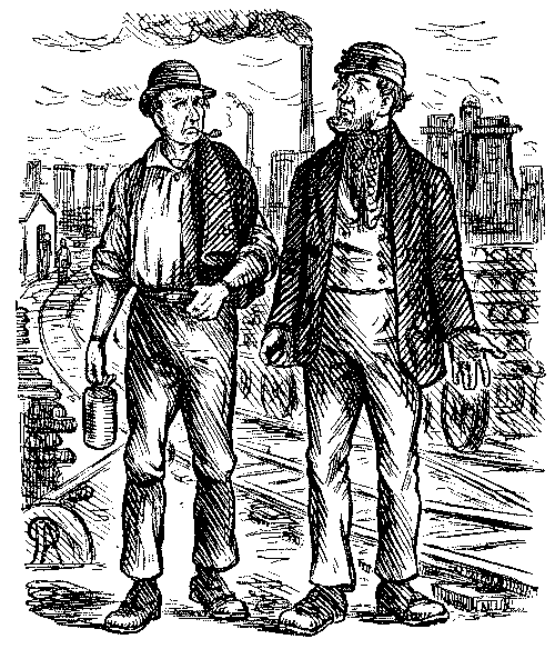 Two men talking.