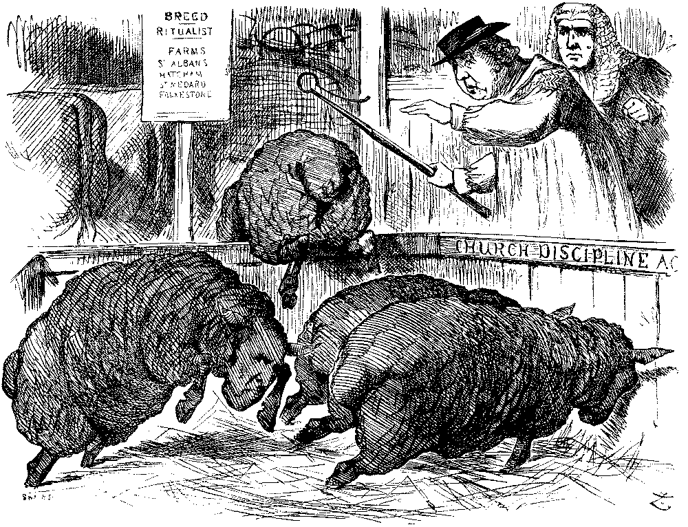 Cartoon,. Church discipline.