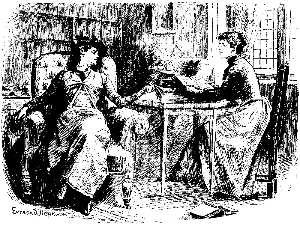 Two ladies talking.