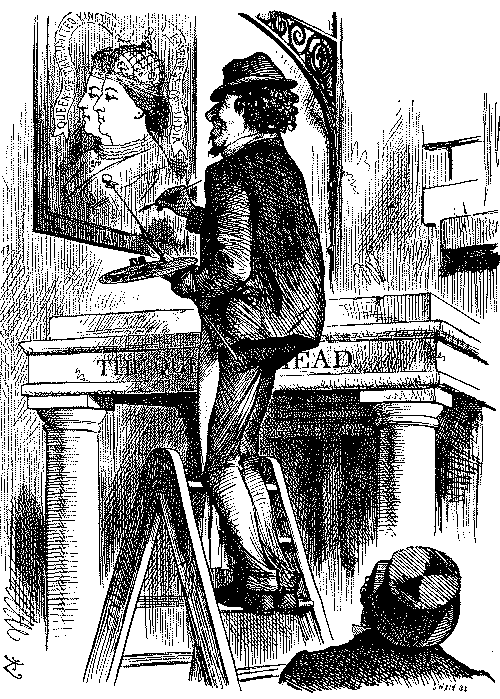Painter with two headed portrait.