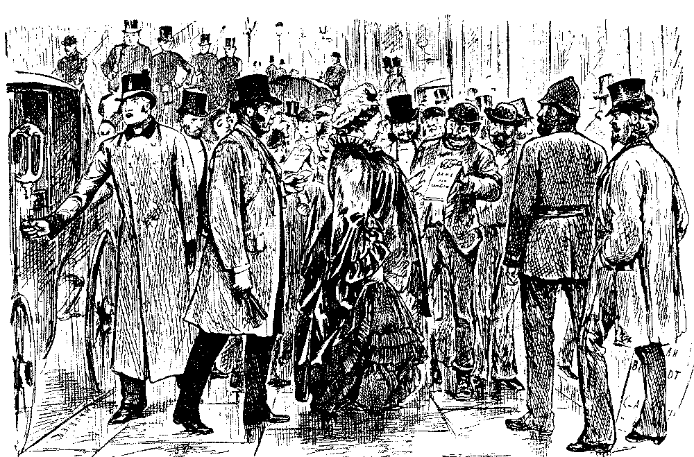 Couple alighting from a carriage at the theatre