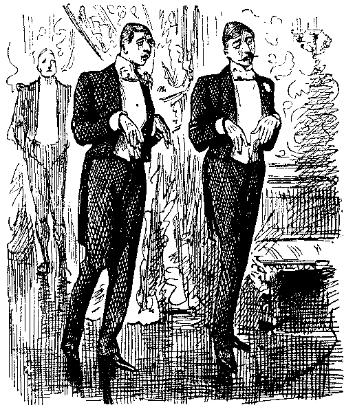Two men mincing along.