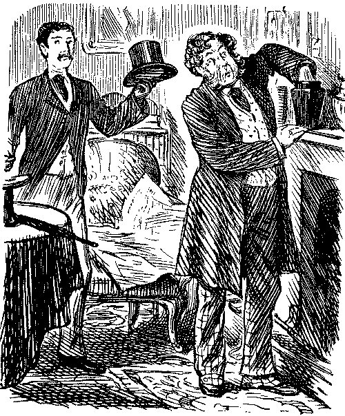 Two men talking.