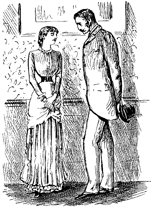 Man and woman talking.
