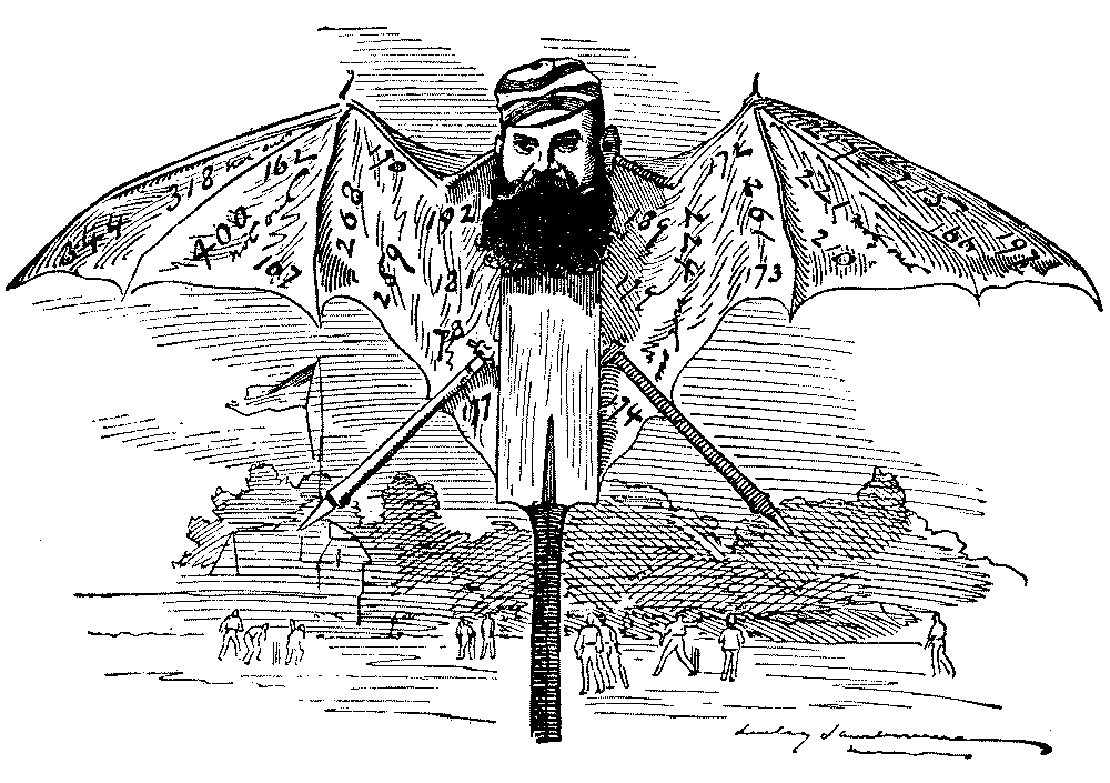 Cartoon, Dr. Grace as a  winged creature.